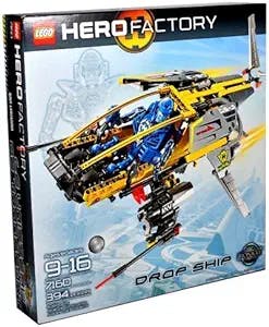 Lego Hero Factory Series Vehicle Set #7160 - DROP SHIP with Stealth Wings, Fins and Soft Exhaust Hoses Plus Pilot Figure (Total Pieces: 394)