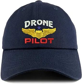 Trendy Apparel Shop Drone Pilot Aviation Wing Embroidered Low Profile Soft Cotton Dad Hat Cap
