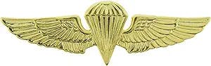 Officially Licensed United States USMC & USN Para Basics Gold Tone Large Wings Lapel Pin (Para Basic Gold)
