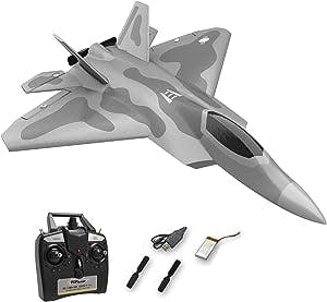Top Race Remote Control Jet – Advanced F-22 Raptor Model RC Fighter Jet with Range Over 300 ft. – Battery Powered 4 Channel RC Plane with 6 Axis Gyro for Acrobatics