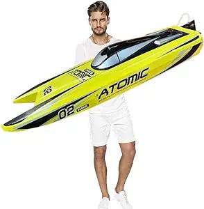 Ready to Run, 27.5" Inches Remote Control Speed Boat S011 Electric RC Boat Top Speed 65KM/H Brushless Motor Excellent Functions for Hobbies Player Adult Boys Age 14+