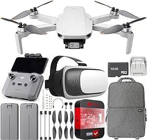 DJI Mini 2 Foldable Drone Quadcopter with 4K Video Camera, 3-Axis Gimbal, 31 Mins Flight Time, Bundle Batteries + 1 YR CPS Protection Pack FPV Pilot Headset Backpack & Pro Accessories Kit Grey