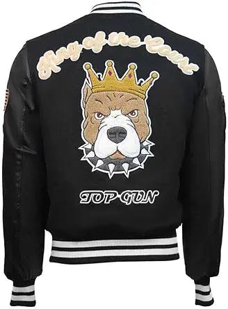 Fly High with the Top Gun King Wool PU Bomber Jacket Black