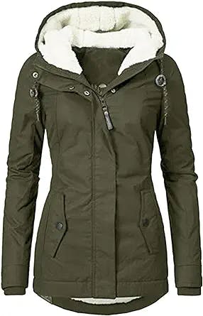 jackets for women , Women's Warm Coat Jacket Outwear Fur' Lined Trench Winter Hooded Thick Overcoat