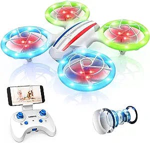 D23 DEERC Drones for Kids Beginners, LED RC Mini Drone with Altitude Hold, Headless Mode, Quadcopter with 720P HD FPV WiFi Camera, Propeller Full Protect, Easy to use Kids Gifts Toys for Boys, Girls