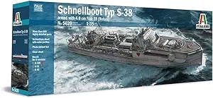 Italeri 5620 German WWII Schnellboot S-38 Torpedo Boat (S-Boot), Armed with 4 cm Flak 28 (Bofors) - Fully Upgraded Moulds 1/35 Scale Model Kit