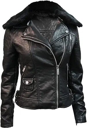 Top Gun ® Women's Textured Vegan Leather Motorcycle Jacket: Fly High in Sty