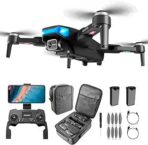 GPS Professional Drones with 6K HD EIS Camera for Adults Beginners, Long Flight Time（2 Batteries for 56 Minutes）,5G Transmission WiFi and Long Control Range Drone with Brushless Motor,GPS Auto Return Home,Follow Me,Include 2 Batteries