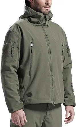 FREE SOLDIER Men's Outdoor Waterproof Soft Shell Hooded Military Tactical Jacket