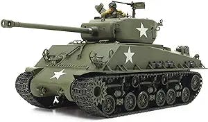 FMOCHANGMDP Tank 3D Puzzles Plastic Model Kits, 1/16 Scale US M4A3E8 Medium Tank Early Model, Adult Toys and Gift, 18.6 x 7.4Inchs