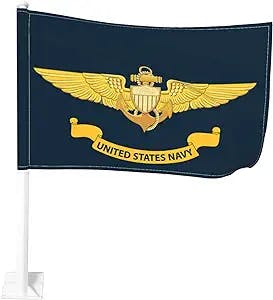 Navy US Pilot Wings Car Flag Window Clip Flag Double Sided Outdoor Car Decoration Banners