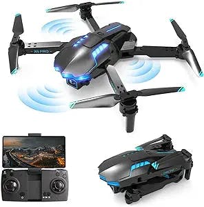 X6 Pro Foldable Dual Camera Drone with 4K HD - WiFi FPV Live Video, Altitude Hold, One Key Take Off/Landing, APP Control, Headless Mode, RC Mini Plane Toys, Gifts for Beginner Kids Adult