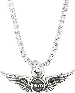 LGU Sterling Silver Oxidized Airline Airplane Pilot Wings Charm - A Must-Ha