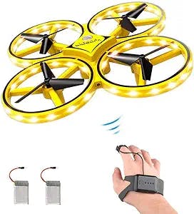 ForBEST Gesture Control Drone Rc Quadcopter Aircraft Hand Sensor Drone with Smart Watch Controlled, 2 batteries, 360° Flips, Led Light, 3 Modes, USB Cable, Best Gift for Kid