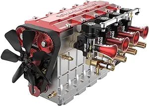 ENGINEDIY TOYAN FS-L400 Inline 4 Cylinder Nitro Engine Model Kit That Works for 1:8 1:10 1:12 1:14 Model Car Ship KIT Version