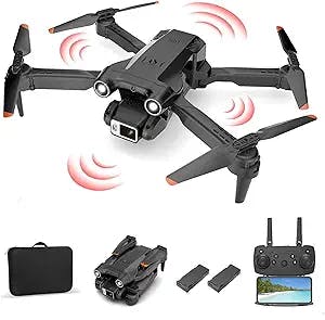 FPV Drone with Camera for Adults Kids Beginners,Foldable RC Quadcopters Drones with 4k Dual Camera ,Optical Flow Positioning, 360°Smart Obstacle Avoidance, APP Control, One-click Take-off and Landing,Gesture and voice control,2 Batteries