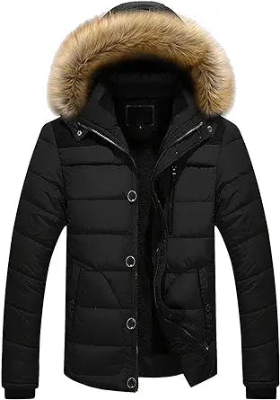 FONMA Mens Down Coat Removable Hood Winter Thicken Warmth Puffer Jacket Fashion Waterproof Parka Coat