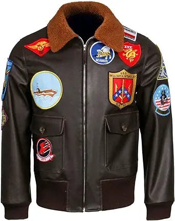 Desired Jackets Top Gun G1 Bomber Cockpit Flight Pilot Quality Real Leather Jacket with Real Fur Collar for Mens