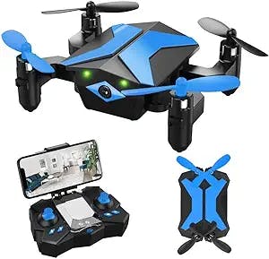 Drone for Kids - Drones with Camera for Kids, AR Game Mode RC Mini Drone w App Gravity Voice Control Trajectory Flight Altitude Hold 360°Flip Kids Drone Foldable and Portable-Blue