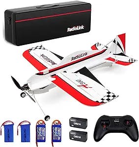 Radiolink A560 Ready to Fly (RTF) 4 Channels RC Airplane with Gyro Flight Controller Byme-A 6 Fly Modes, Voltage Telemetry Alarming, Brushless Motor for Beginner and Experienced 4 * 2S LiPo Bundle