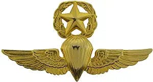 Officially Licensed United States USMC & USN Para Master Gold Tone Large Wings Lapel Pin (Para Master Gold)
