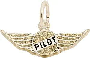 Rembrandt Charms Pilot'S Wings Charm Pendant Available in Gold or Sterling Silver