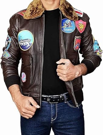 Top Men Gun Real Leather Jacket