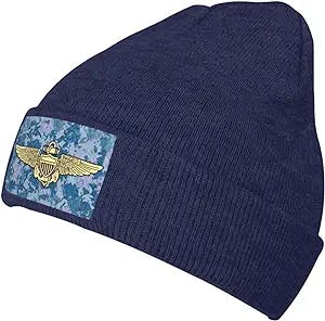 Naval Aviator Pilot Wings Knitted Hat Beanie Winter Warm Stretch Skull Hat Camouflage Black