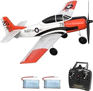 VOLANTEXRC Remote Control Plane 2.4Ghz 4CH with Aileron T28 Trojan Parkflyer RC Aircraft Plane Ready to Fly with Xpilot Stabilization System, One-Key Aerobatic Perfect for Beginner (761-9 RTF)
