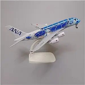 HATHAT Alloy Resin Collectible Airplane Models for Japan Air ANA Airbus A380 Cartoon Sea Turtle Airlines Blue Airplane Model Plane Aircraft Decoration Collection 2023 2024