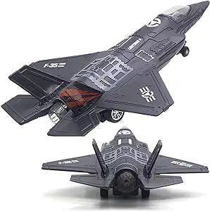 OTONOPI Fighter Jet Military Plane Model F-35 Aircraft Army Air Force Diecast Metal Pull Back Bomber Attack Plane with Lights and Sounds for Kids or Commemorate Collection