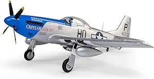 E-flite RC Airplane P-51D Mustang 1.2m BNF Basic Transmitter Battery and Charger Not Included with AS3X and Safe Select “Cripes A’Mighty 3rd” EFL089500
