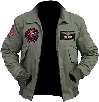 Mens USAAF Gun Aviator Pilot Flying Tom Cruise Patches G1 Fur Collar Brown Bomber Jacket | Tom Cruise Jacket