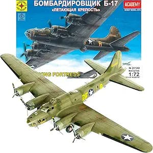 AEVVV B17 Model Airplane Kit 1/72 Scale - Heavy Bomber B 17 Flying Fortress American WWII Aircraft - Russian Military Model Kits Airplane Assembly Instructions in Russian Language