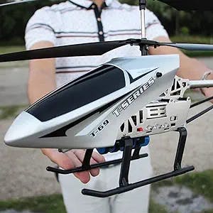 Airplane Model 3.5 Channel Gyroscope Drone Aircraft Ultra-Large Helicopter Toy Rc Helicopter Super Large Remote Control Drop-Resistant Helicopter for Boys Kids and Adults/Silver/1 Pack