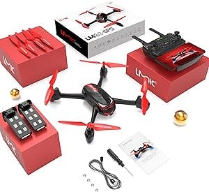 LM03 GPS Pro Drone with 4K UHD Camera for Adults, GPS Auto Return, 5GHz FPV RC Quadcopter Auto Return Home, Altitude Hold, Follow Me, Custom Flight Path, Easy to Use for Beginner 2 Batteries - Red