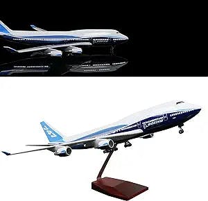 24-Hours 18” 1:130 Model Jet Airplane B747 Model Plane Aircraft Model Diecast Airplane for Adults with LED Light(Touch or Sound Control) for Decoration or Gift