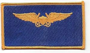 Aviation Pilot Weapon Officer Navy Gold Wings Navy Blue Patch