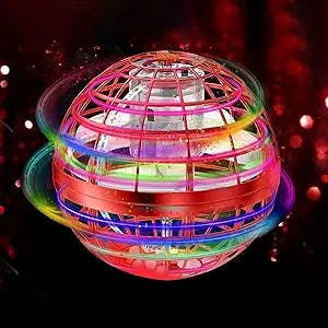 Lonobar Flying Ball Toys,360°Rotating Hand Controlled Flying Orb Ball Toys Magic Led Lights Controller Mini Drone Flying Toy Spinning UFO Safe for Kids Adults Indoor Outdoor (Red)