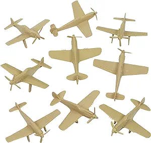 TimMee WW2 Fighter Ace Planes - Tan 9pc Plastic Army Men Airplanes USA Made