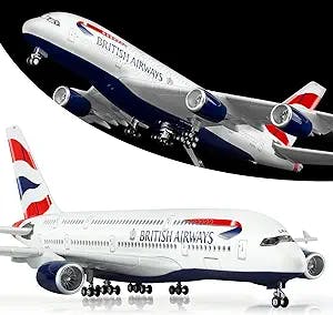 Lose Fun Park 1:160 Scale Large Model Airplane Britain 380 Plane Models Diecast Airplanes with LED Light for Collection or Gift