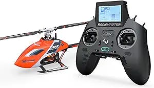 OMPHOBBY M2 EVO Ready to Fly RC Helicopter Outdoor Dual Brushless Motors Direct-Drive 6CH Remote Control Helicopters for Adults, 3D RC Plane with Remote Control Mini Drone RTF (Charm Orange)