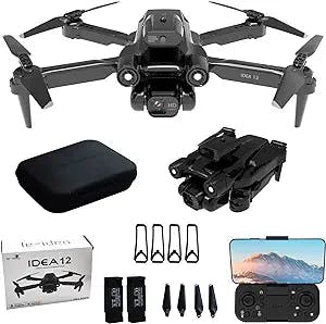 IDEA12 Drones with 2 Camera 1080P, Foldable FPV RC Drone Quadcopter for Adults and Beginners with 360° Active Obstacle Avoidance, Dual Cameras, 2 Batteries Helicopters Gifts