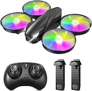Sansisco A31 Drone for Kids, Gift for Boys Girls, Toy Drone with Colorful LED Lights, Easy to Control, Altitude Hold, 360° Stunning Flips, 2 Batteries
