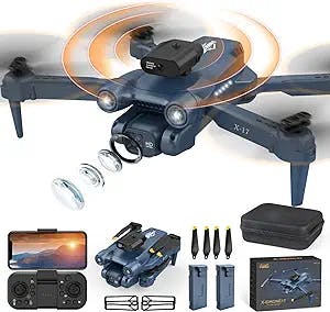 X-IMVNLEI Drones with Camera for Adults, Beginners, FPV 1080P HD Video, 3D Flip, RC Drone Quadcopter with Altitude Hold with Optical Flow Positioning, Speed Adjustment, 2 Batteries, X-IDRONE17
