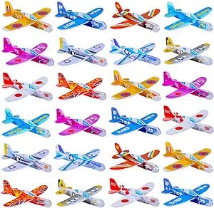 Manmel 50 Pcs Foam Gliders Planes Toys for Kids, Paper Airplane Toys Set, Plane Party Favors Goodie Bag Stuffers, Outdoor Flying Toys, Bulk Toys for Classroom Prizes Boys and Girls