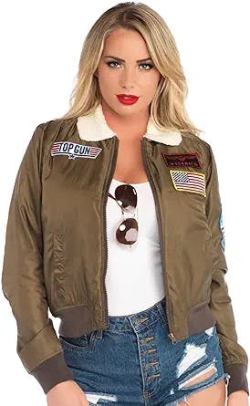 Leg Avenue Womens - Top Gun Nylon Bomber Jacket With Interchangeable Name Badges - Flight Jacket Halloween Costume for Women