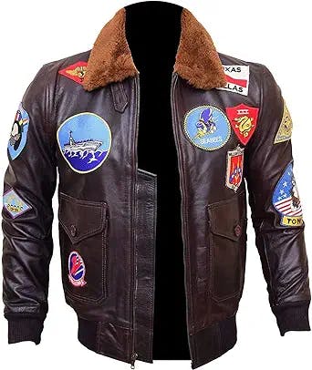 Fly High in Style with the Men's Genuine Cow Hide Leather Jacket - Top Gun 