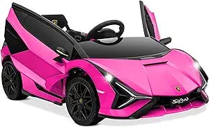 Zoom into Fun with the Pink Lamborghini Sian Ride-On Car!