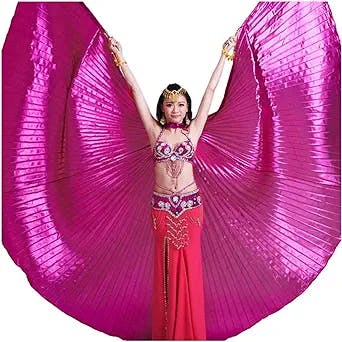 Wuchieal Women's Professional Belly Dance Costume Angle Isis Wings No Stick
